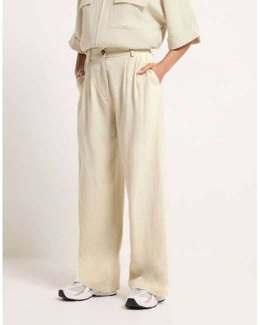 PixieGirl Natural Petite Wide Leg Trousers