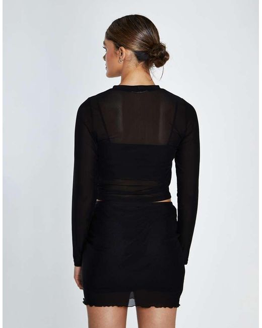 Collective The Label Black Mesh Lettuce Hem Mini Skirt
