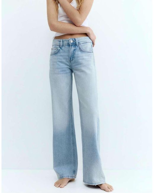 Pull&Bear Blue Low-rise Straight Leg Jeans