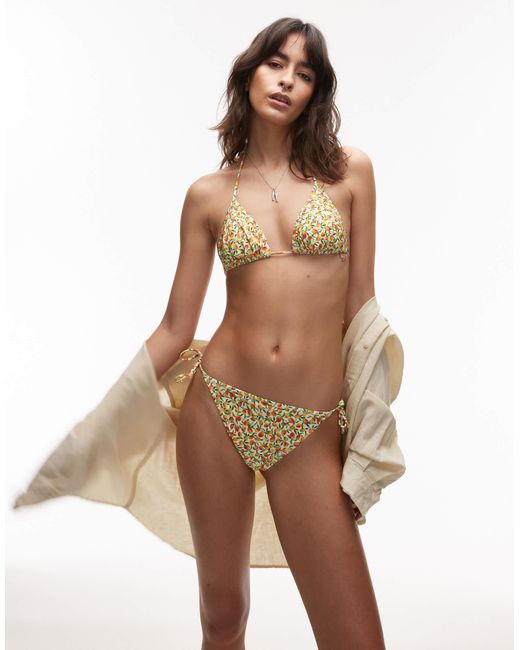 & Other Stories Brown – seitlich gebundene bikinihose mit blümchenmuster
