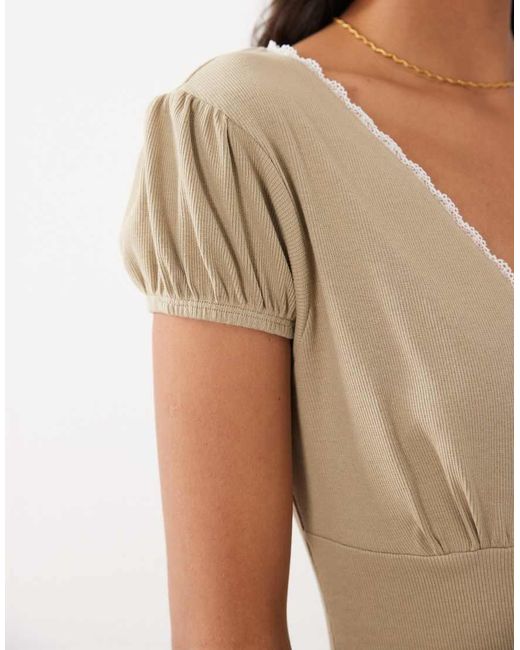 Miss Selfridge Natural Wrap Cap Sleeve Mini Dress