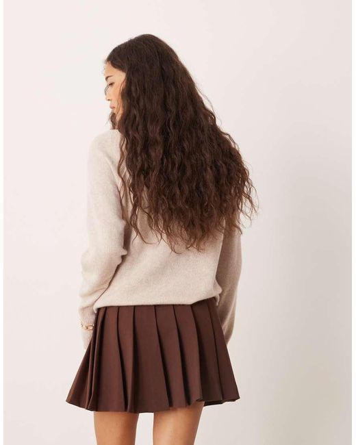 ASOS Natural Pleated Mini Skirt
