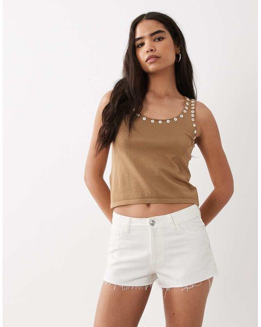 Mango White Teen Denim Short