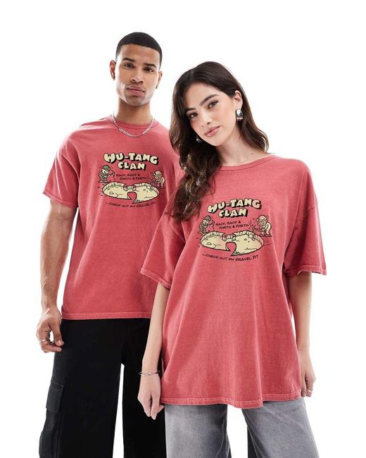 PRNT Red X Wu-Tang Clan Gravel Cartoon Relaxed Fit T-Shirt