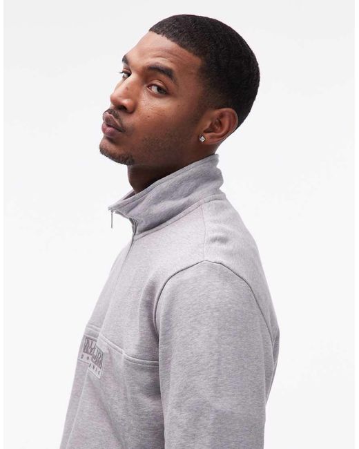 Napapijri Gray Box Logo Half Zip for men