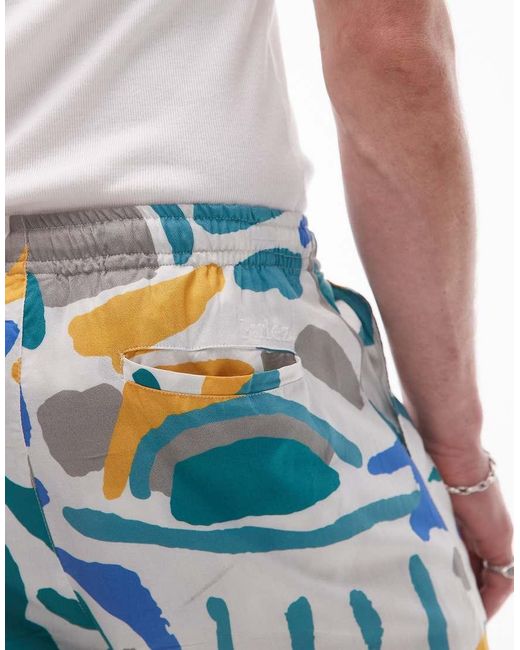 Parlez Blue Bay Stroke Print Short Co-ord for men