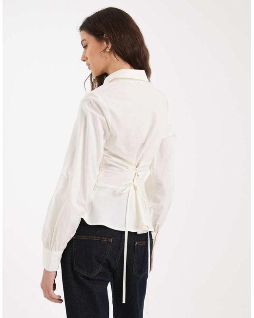 Miss Selfridge White Pleat Detail Fitted Shirt