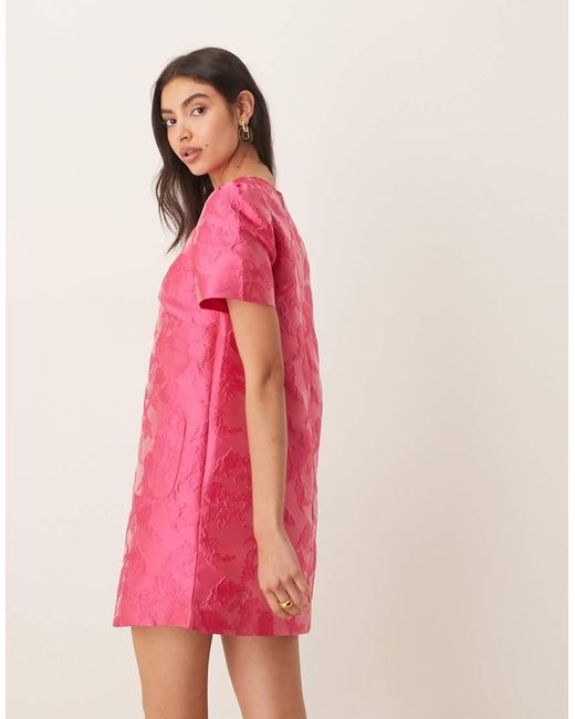 Sister Jane Pink Foxglove Jacquard Mini Dress