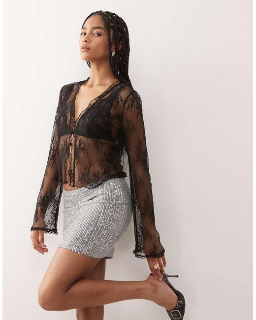 Noisy May Natural Sequin Mini Skirt