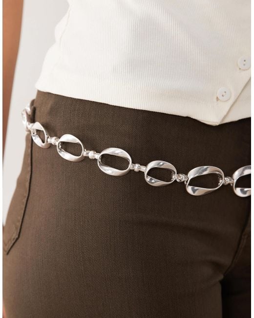 Mango Metallic Circle Chain Belt