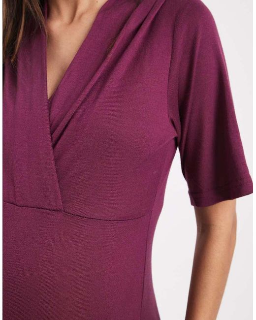 Mama.licious Red Mamalicious Maternity Short Sleeve Wrap Front Jersey Midi Dress