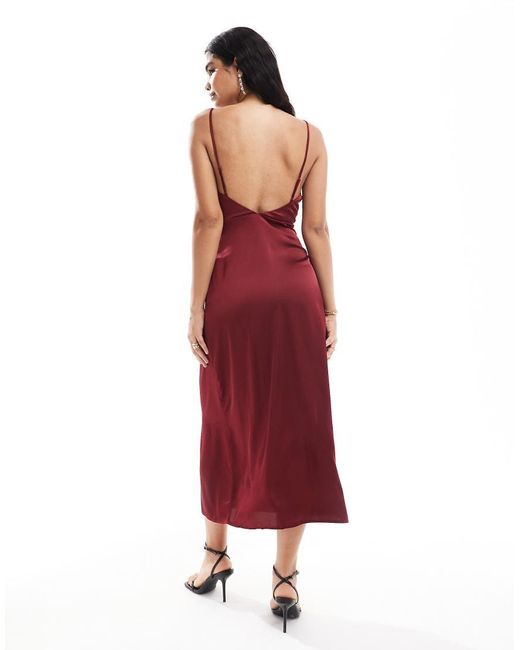 Vila Satijnen Maxi Cami-Jurk Met Gedrapeerde Halslijn in het Red