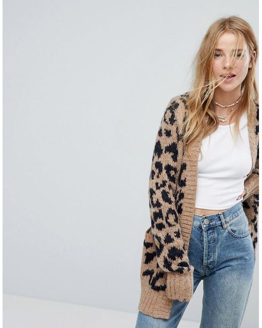 Hollister Multicolor Leopard Print Knit Cardigan