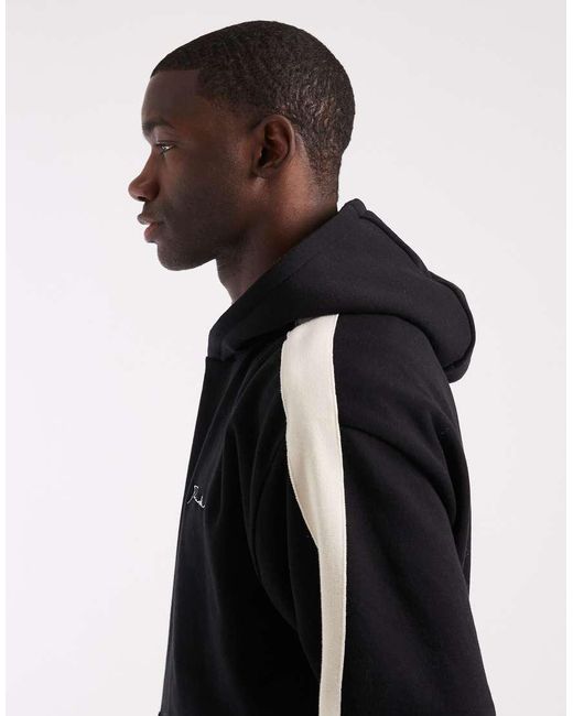 Threadbare Black Co-ord Relaxed Fit Hoodie With Side Stripe for men