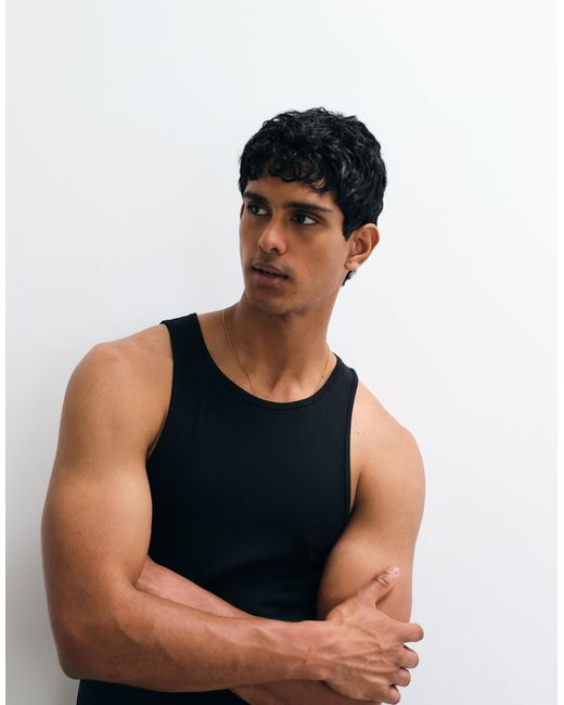 ASOS – basic-muskelshirt in Black für Herren