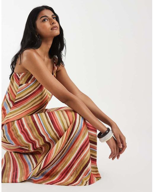 Vero Moda Brown Chevron Detail Cami Midi Dress