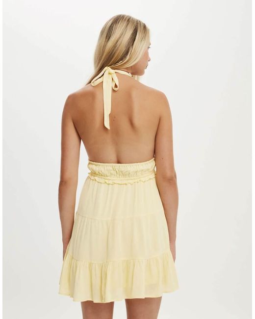 Vestido Amarillo Limón Escarcha Con Cuello Halter Danielle De Cotton On Cotton On de color Natural