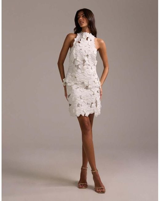 ASOS Natural Bridal 3d Floral Cutwork Mini Skirt