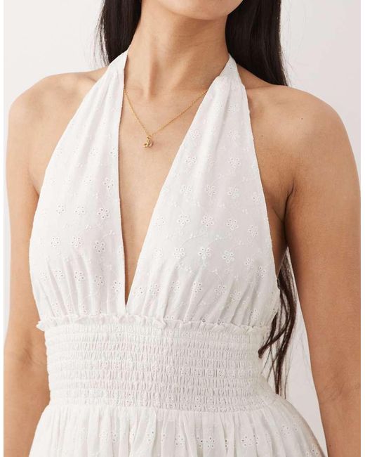 Iisla & Bird Natural Broderie Halterneck Dress