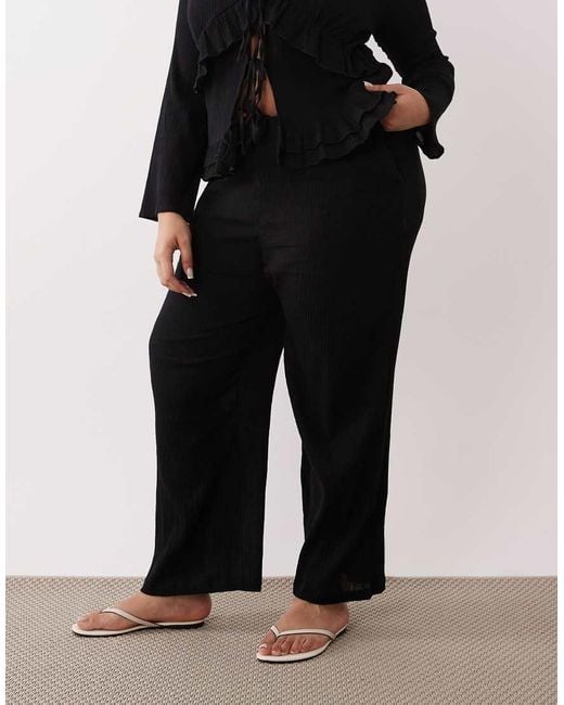 Esmee Curve Black Tie Front Beach Trouser