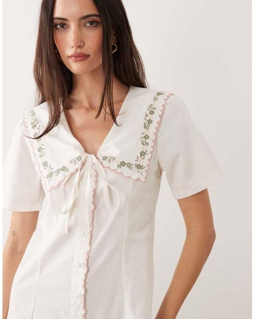 Brave Soul Natural Button Front Mini Tea Dress