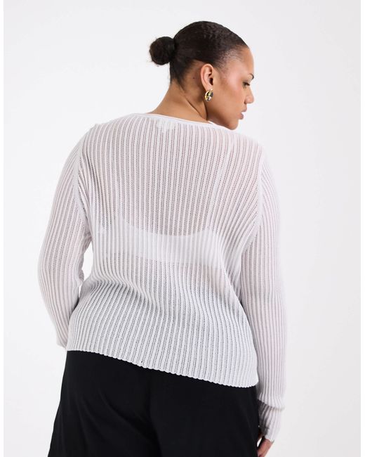 Top noué sur l'avant en maille crochetée ONLY en coloris White