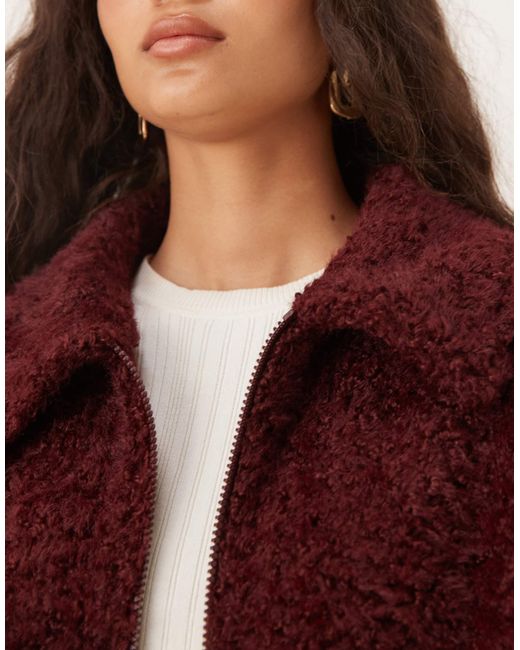 ASOS Red Chenille Borg With Collar