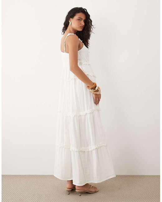 Y.A.S Natural Tiered Ruffle Detail Cami Maxi Dress