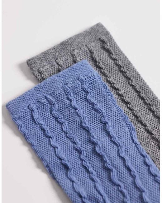 ASOS Blue Pack Of 2 Textured Rib Socks