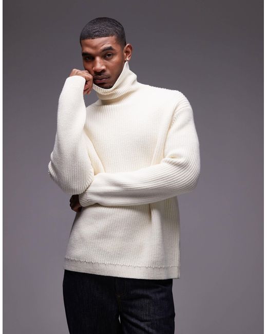 Sweat oversize en laine mélangée côtelée avec col roulé - cassé ARKET pour homme en coloris Gray