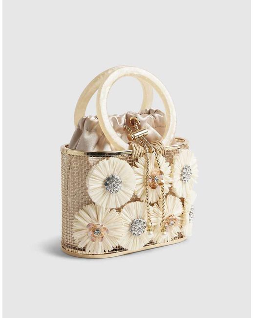 River Island Raffia Flower Basket Bag in Natural | Lyst UK