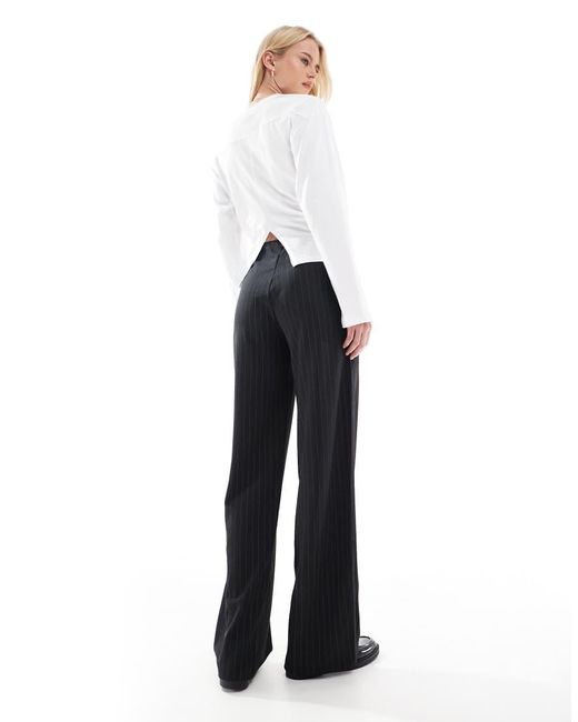 Vero Moda Broek Met Wijde Pijpen En Krijtstreep in het Blue