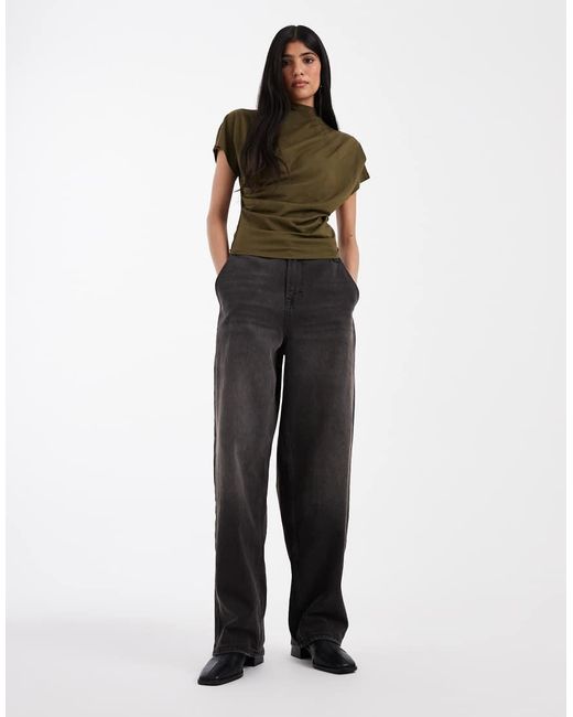 ASOS Green Twist Shoulder Drapey Top