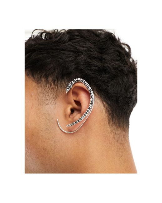 ASOS Black Textured Snake Ear Cuff for men