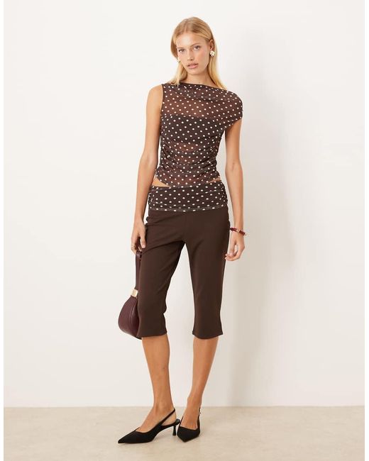 ASOS Natural Co-Ord Capri Trousers With Mesh Detail