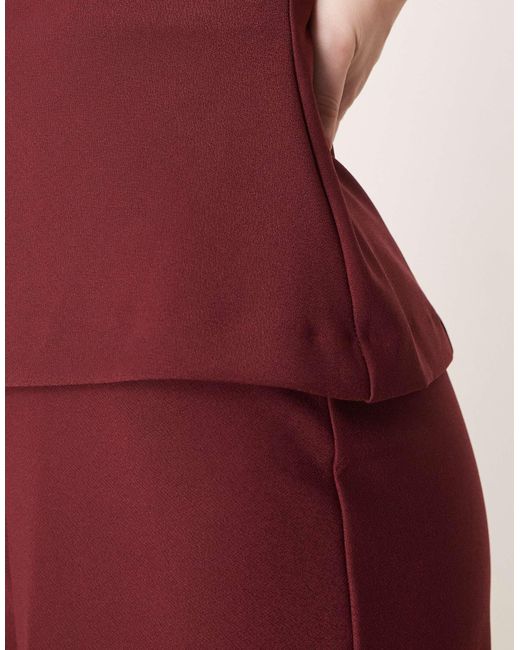 Abercrombie & Fitch Red Strapless Longline Tube Jumpsuit With Velvet Detailing