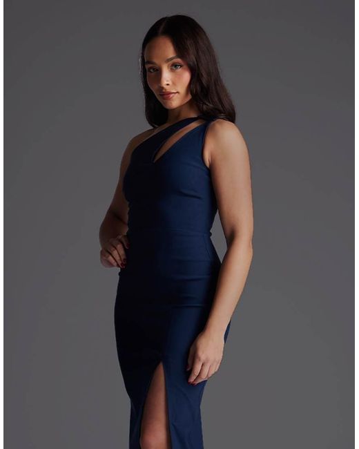 Vesper Petite Blue One Shoulder Cut Out Maxi Dress