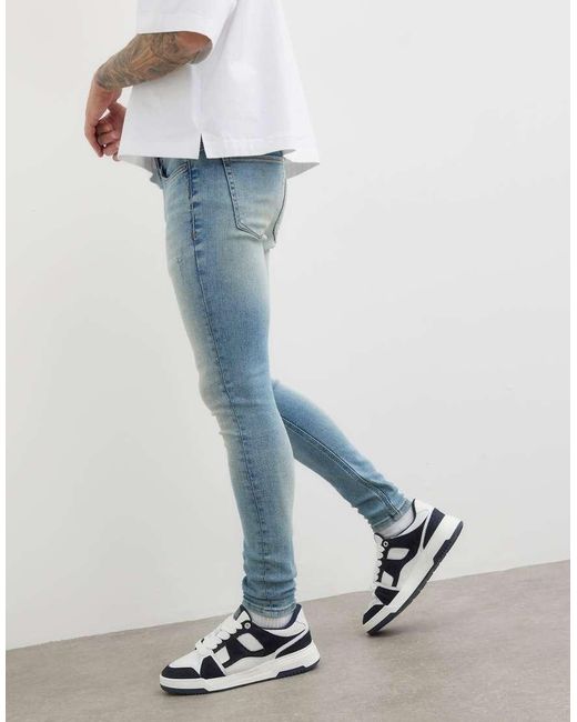River Island White Spray On Skinny Jeans for men