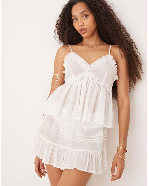 ASOS White Crinkle Cotton Beach Crop Top