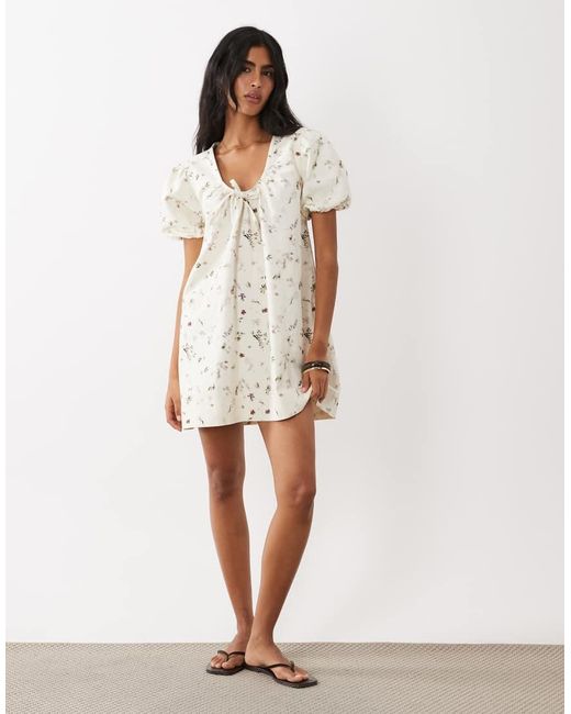 ASOS White Puff Sleeve Mini Dress