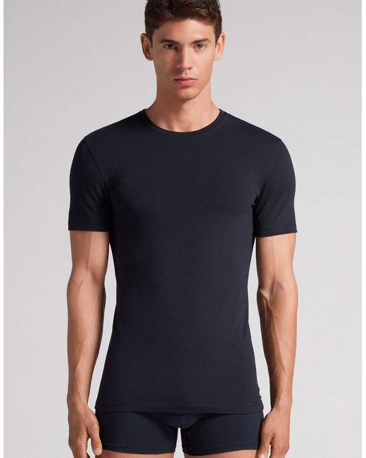 Intimissimi Blue Superior Stretch Cotton T-Shirt for men