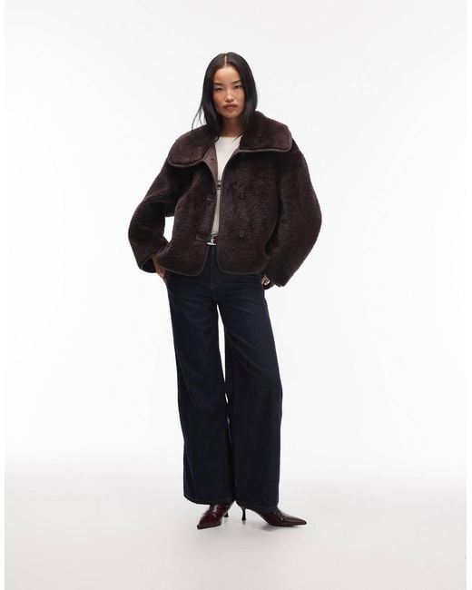 ARKET Black Oversized Faux Shearling Jacket