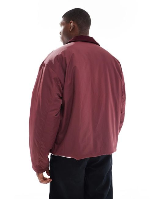 ASOS Red Oversized Jacket With Cord Collar for men