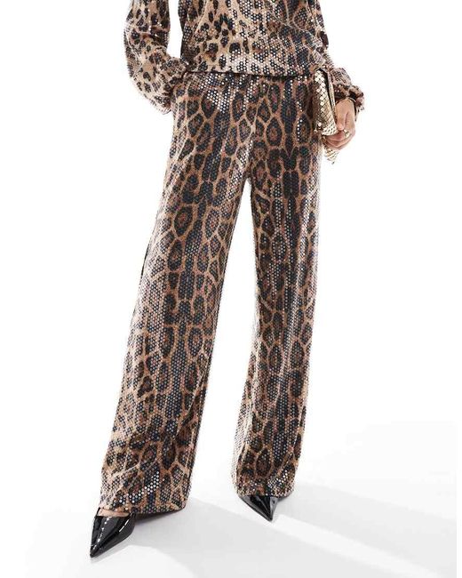Threadbare Broek Met Wijde Pijpen En Lovertjes in het Brown