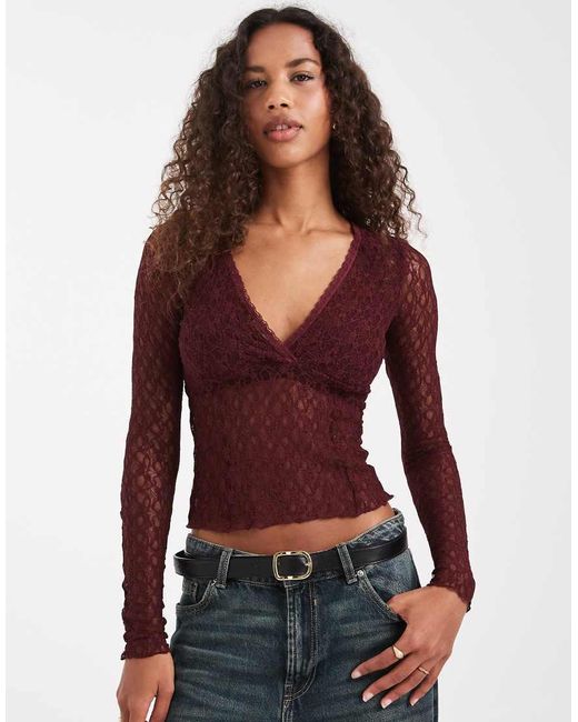 Cotton On Red Zali Cross Over Long Sleeve Top