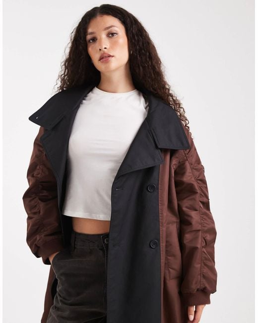 ASOS Black Longline Hybrid Parka Jacket
