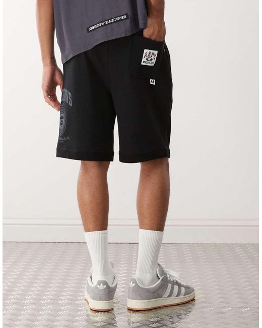 Aape By A Bathing Ape White Aape By A Bathing Ape Logo Sweatshirt Fabric Shorts for men