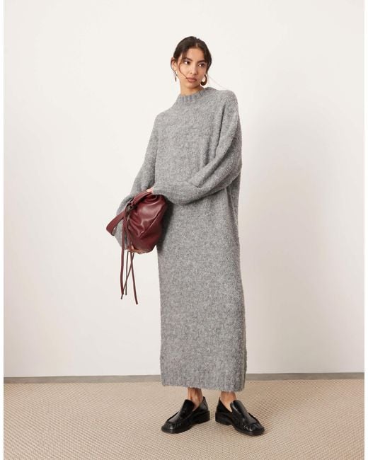 asos grey sweater dress 4th & Reckless knit side slit midi sweater dress in gray