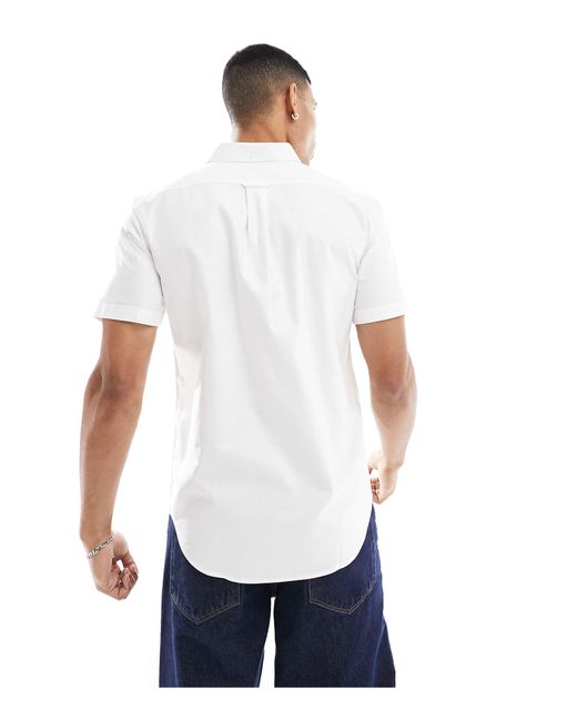 Farah White Brewer Short Sleeve Shirt for men