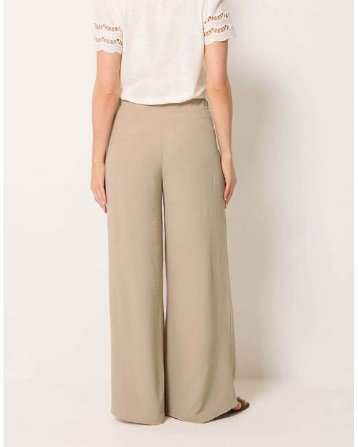 Long Tall Sally Natural Pleated Palazzo Wide Leg Trousers